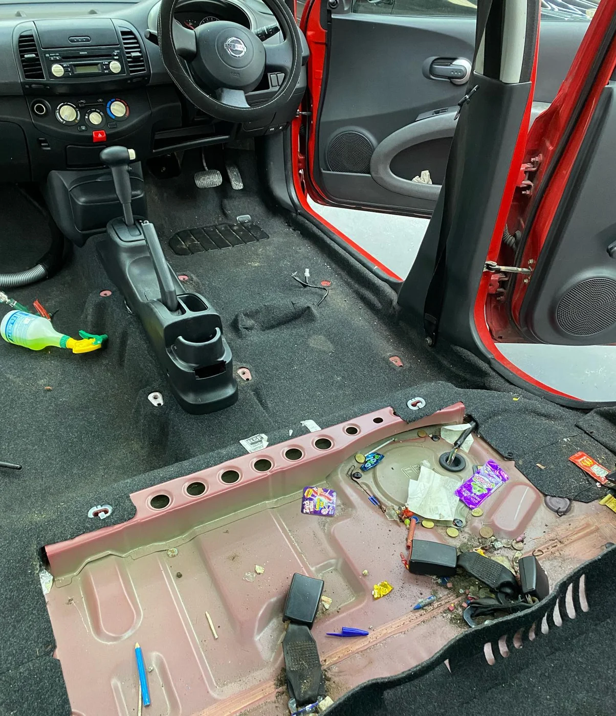 2006 Nissan Micra we had in for a full valet inside. This cars interior was in very bad condition an at Dream Car Detailing